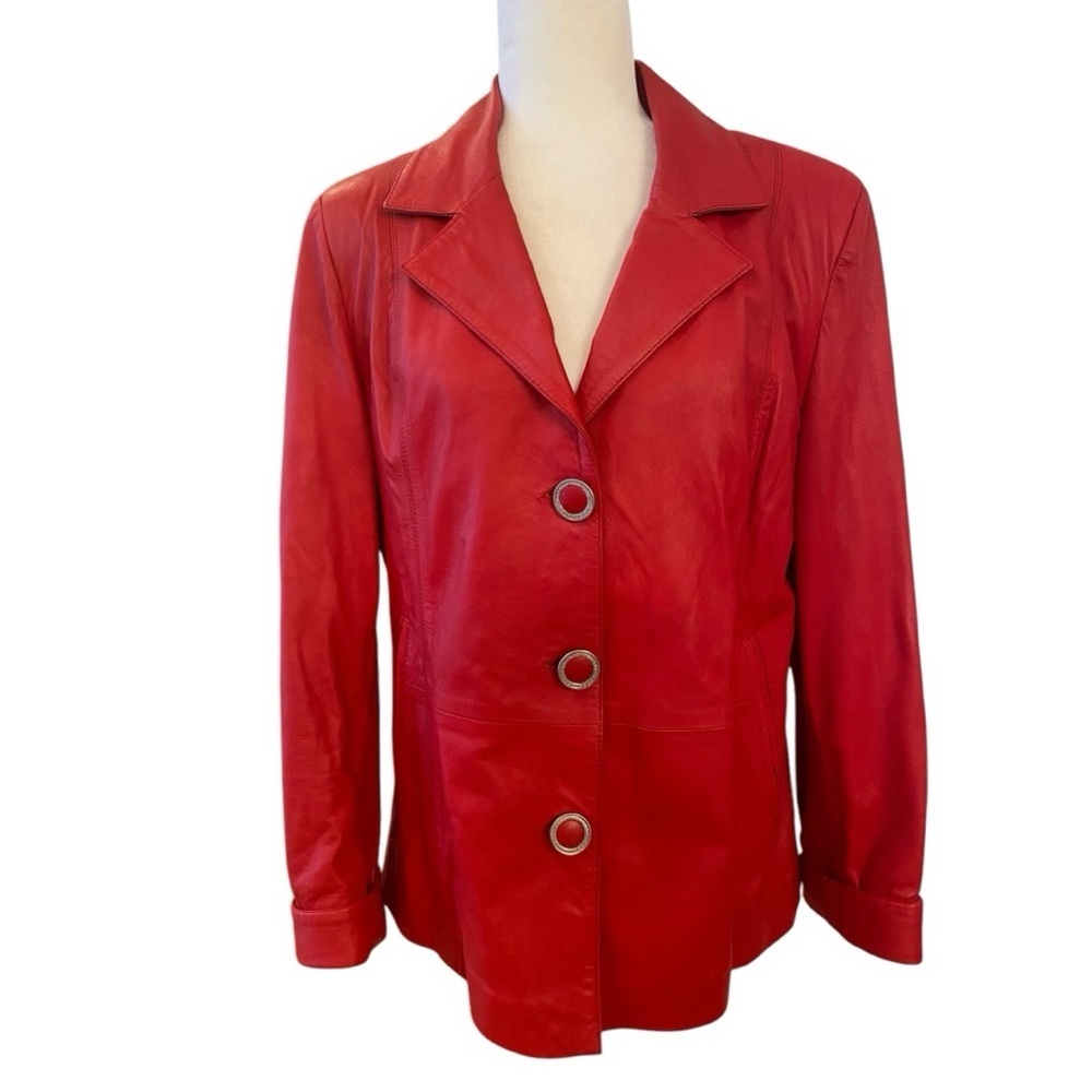 Bugatti Womens Red Lamb Leather Jacket Coat